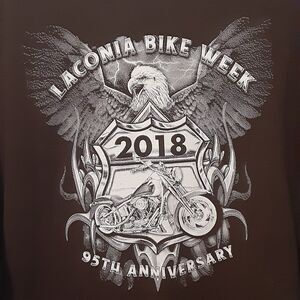 Laconia Bike Week 2018 95th Anniversary Mens 2XL Brown Long Sleeve T Shirt